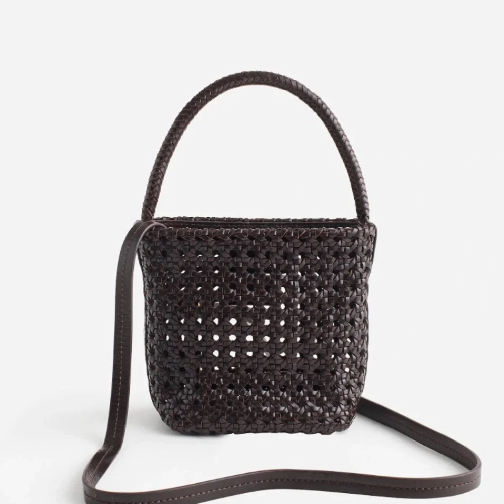 Madewell Dark Brown Woven Leather Crossbody Bag